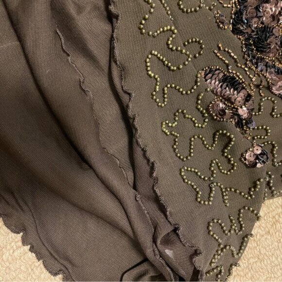 Vintage Embellished Sequin Sleeveless Top Brown - Picture 7 of 11